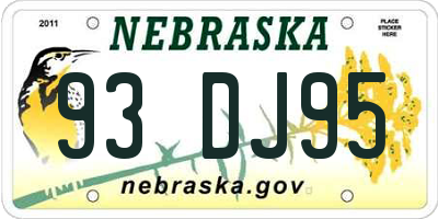 NE license plate 93DJ95