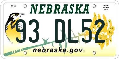 NE license plate 93DL52