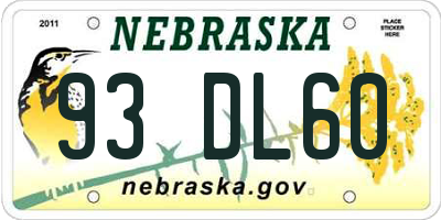 NE license plate 93DL60