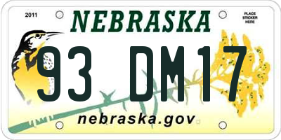 NE license plate 93DM17