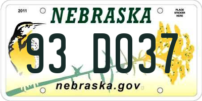 NE license plate 93DO37