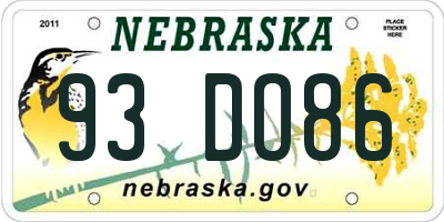 NE license plate 93DO86