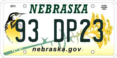 NE license plate 93DP23
