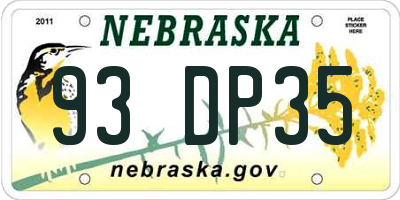 NE license plate 93DP35