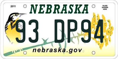 NE license plate 93DP94