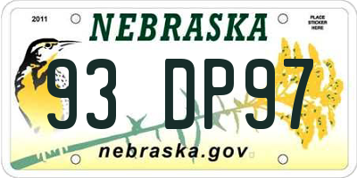 NE license plate 93DP97