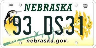 NE license plate 93DS31