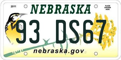 NE license plate 93DS67