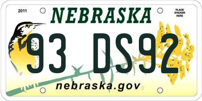 NE license plate 93DS92