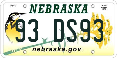 NE license plate 93DS93