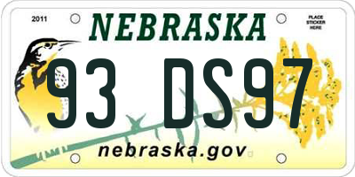 NE license plate 93DS97