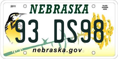 NE license plate 93DS98