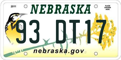 NE license plate 93DT17