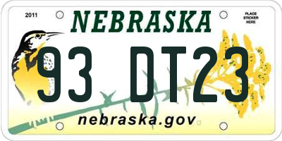 NE license plate 93DT23