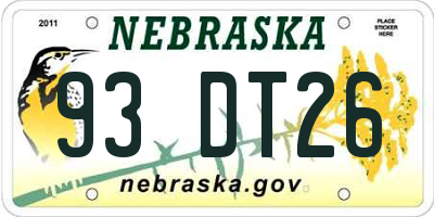 NE license plate 93DT26