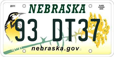 NE license plate 93DT37