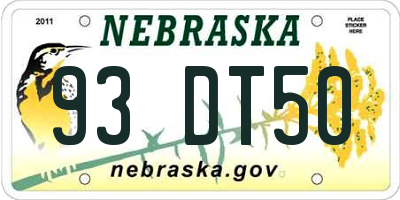 NE license plate 93DT50