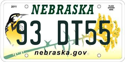 NE license plate 93DT55