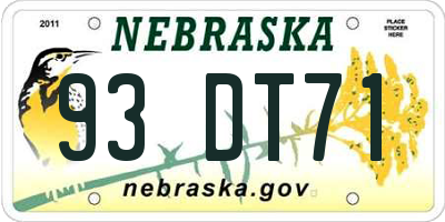 NE license plate 93DT71