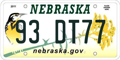 NE license plate 93DT77