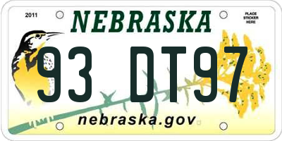 NE license plate 93DT97