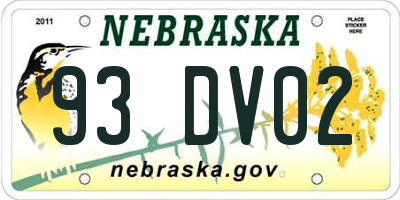 NE license plate 93DV02