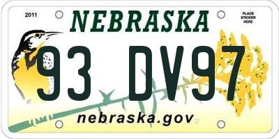 NE license plate 93DV97