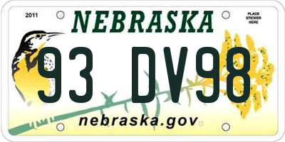 NE license plate 93DV98