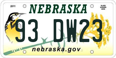 NE license plate 93DW23