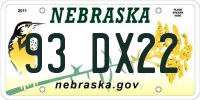 NE license plate 93DX22