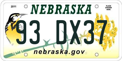 NE license plate 93DX37
