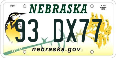 NE license plate 93DX77