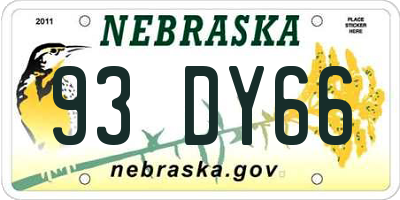 NE license plate 93DY66
