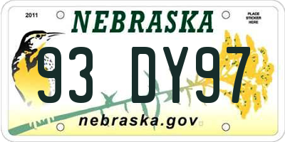 NE license plate 93DY97