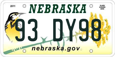 NE license plate 93DY98