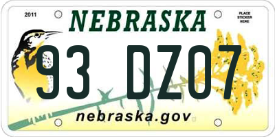 NE license plate 93DZ07