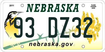 NE license plate 93DZ32