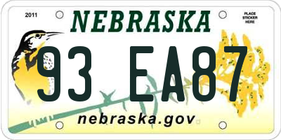 NE license plate 93EA87