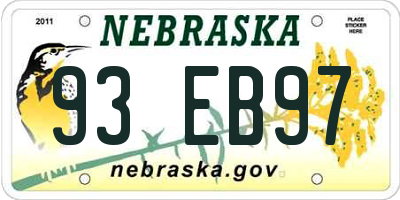 NE license plate 93EB97