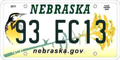 NE license plate 93EC13