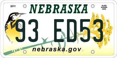 NE license plate 93ED53