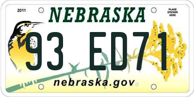 NE license plate 93ED71