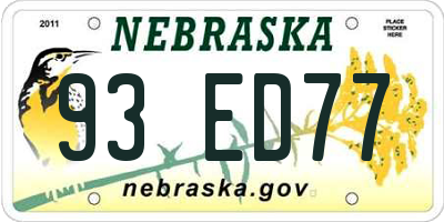 NE license plate 93ED77