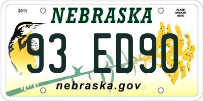 NE license plate 93ED90