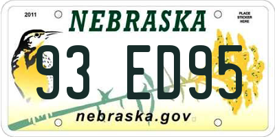 NE license plate 93ED95