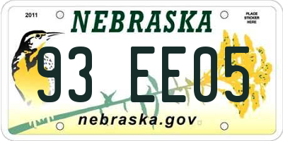 NE license plate 93EE05