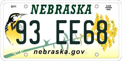 NE license plate 93EE68
