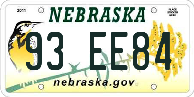 NE license plate 93EE84
