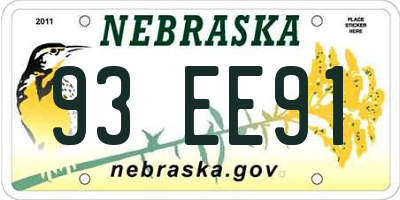 NE license plate 93EE91