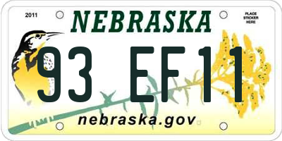 NE license plate 93EF11